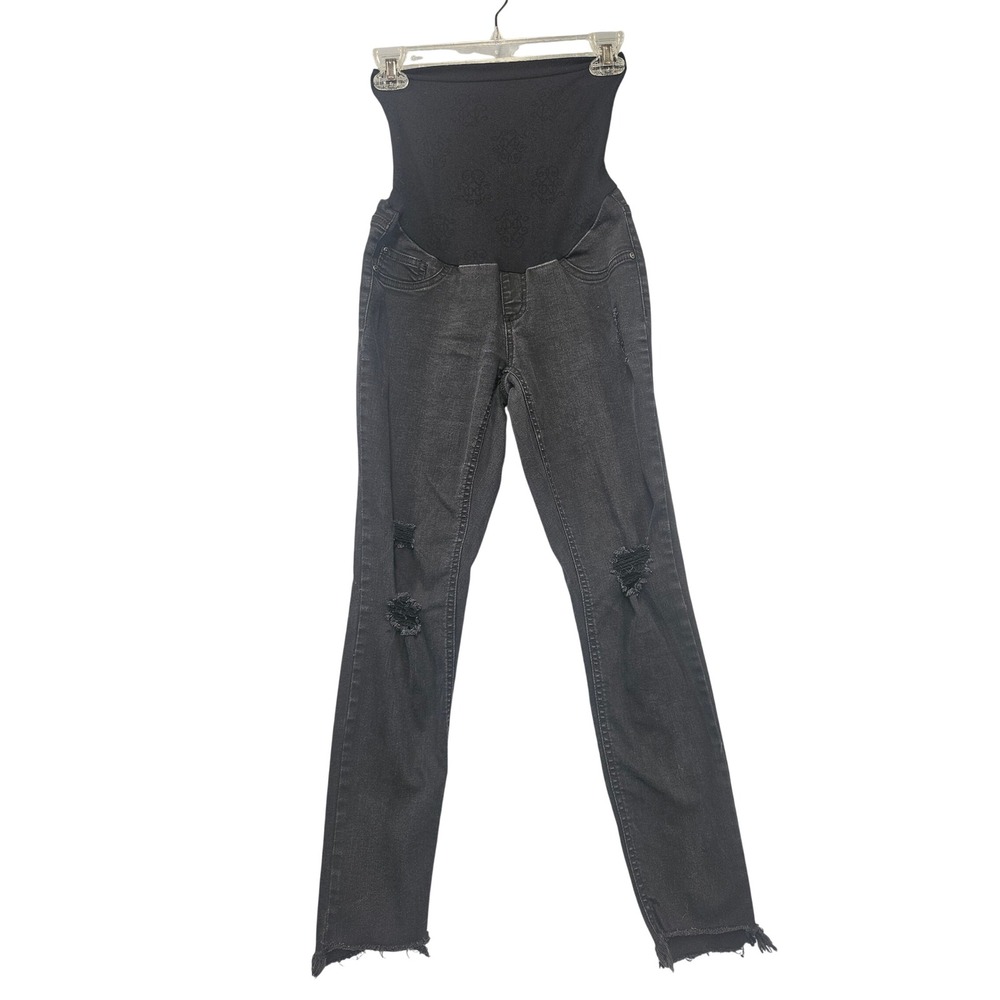 Jessica Simpson Maternity Skinny Jeans Black Distressed Secret Fit Belly Small